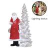 LED Light Up Christmas Tree with Santa Resin Standing Santa Claus Figure with Lighted Tree Figurine for Indoor Tabletop Holiday Decoration
