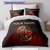 Custom Name,AC Milan Pattern Bedding Home Decoration Birthday Gift ( 1 duvet cover + 2 pillowcase, without core),fan merchandise.