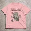 Cleaning Lover Gift Short Sleeve Tshirt Funny Cat Meme Crew Neck Unisex Unisex Clothes Funny Housework Cat Graphic Tee Tshirt