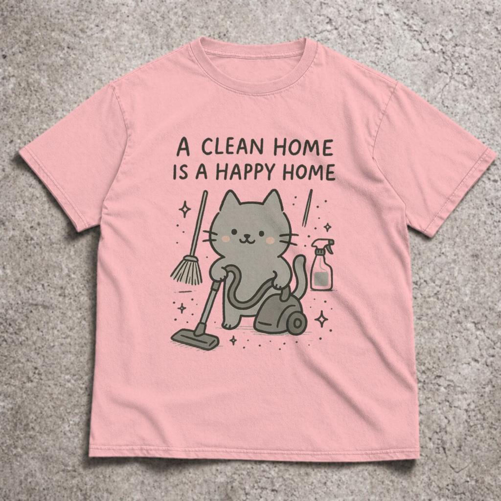 Cleaning Lover Gift Short Sleeve Tshirt Funny Cat Meme Crew Neck Unisex Unisex Clothes Funny Housework Cat Graphic Tee Tshirt