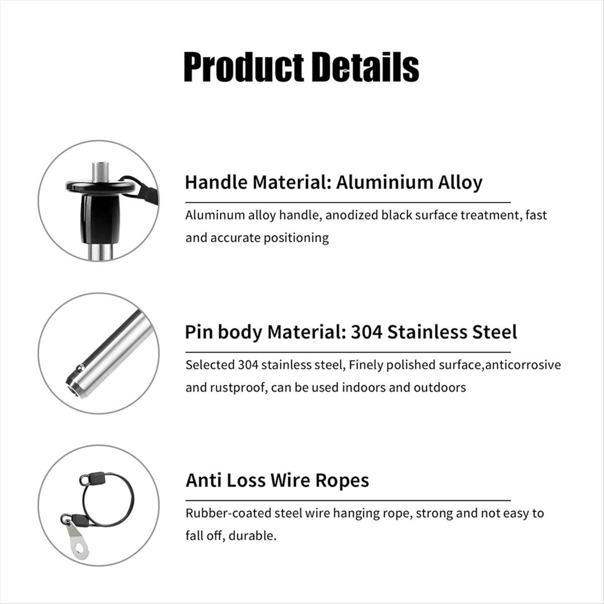 

BHBL 2pc Stainless Steel Quick Release Pin 6mm Dia. Ball Locking Pin with Push Button Round Handle Lanyard Usable Length 35mm China Mainland