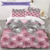 Gorgeous Bow Pattern Bedding Uilt Set Uilt Cover Pillowcase Home Decoration Birthday Gift (1 * Duvet Cover + 2 * Pillowcase  Without Core)