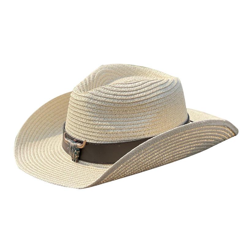 Big Brim Straw Hat Women's Outdoor Sunscreen Sunshade Beach Hat Western Cowboy Hat Men's Mountaineering Travel Tibetan Hat Wide Brim