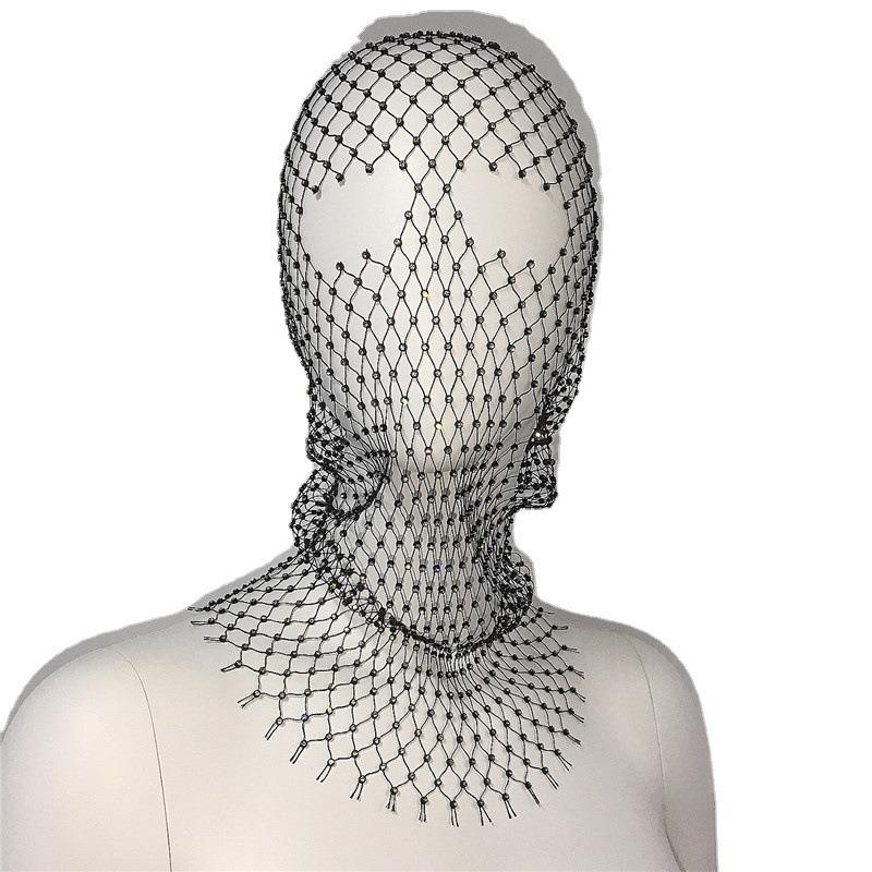 Meier Accessorize with a rhinestone elastic mesh headband - holiday carnival sparkling diamond face mask