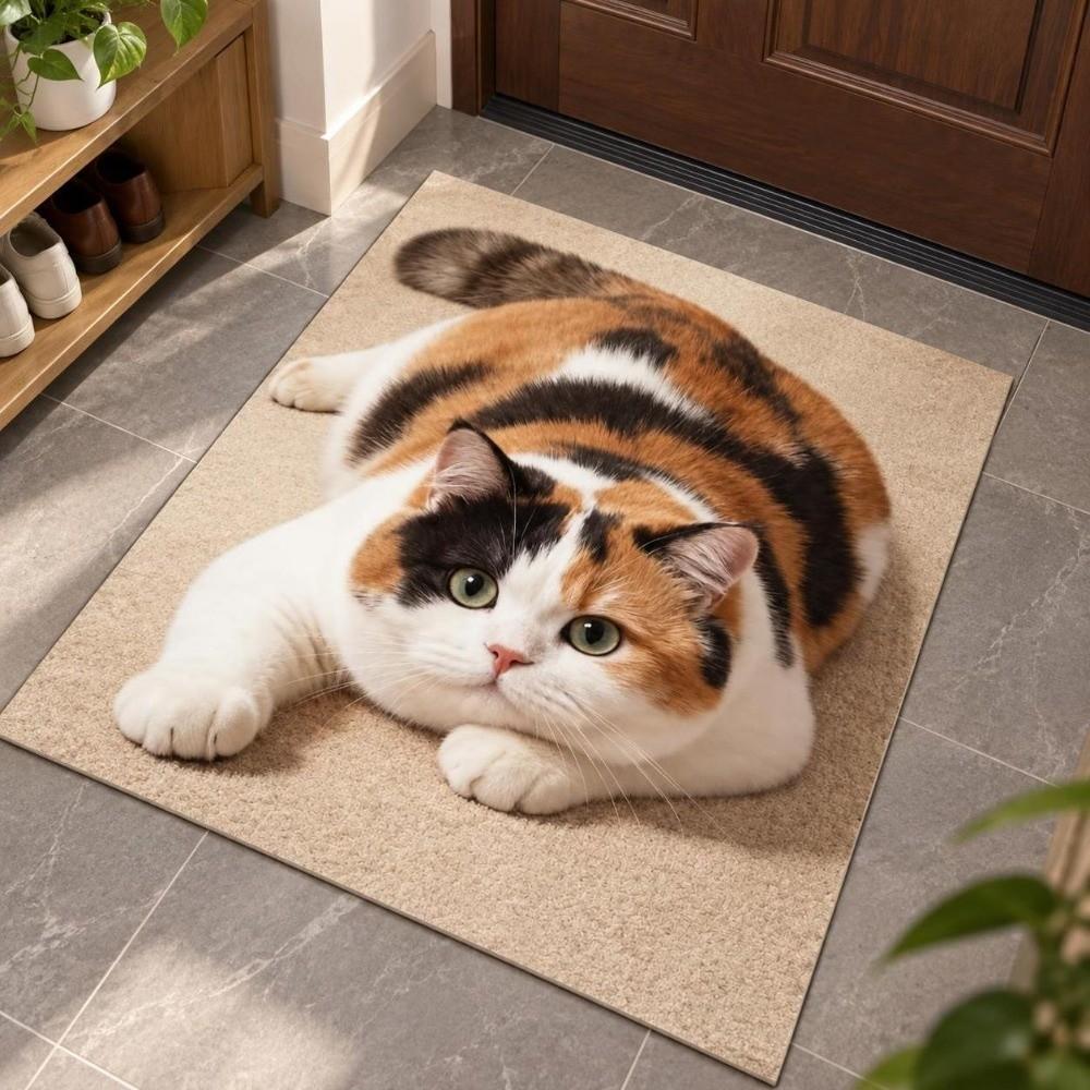 Realistic 3D Cat Floor Mat 40×60CM 50×80CM 60×90CM Bedroom Door Rug Bathroom Carpet Home Decor