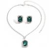 Square Water Drop Jewelry Two-Piece Necklace Earrings Square Pendant
