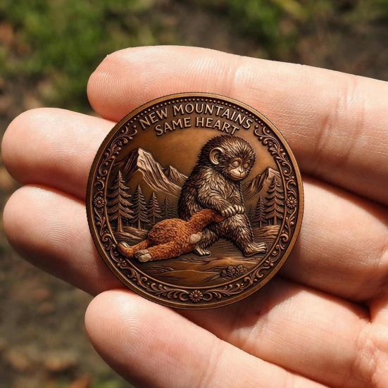Emotional Support Coin Inspirational Monkey Challenge Pocket Coin Double?Sided Collectible Token for Friends Family Motivation Keepsake