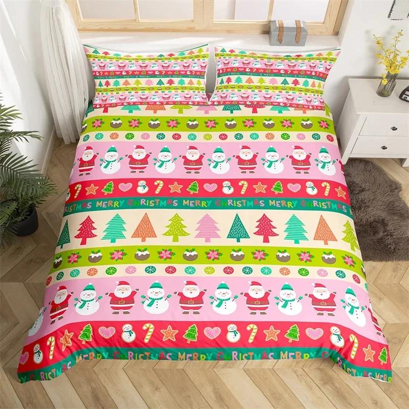 Christmas Tree Santa Claus Duvet Cover Twin King Queen Kids Christmas Bedding Set Polyester Botanical Racing Car Comforter Cover