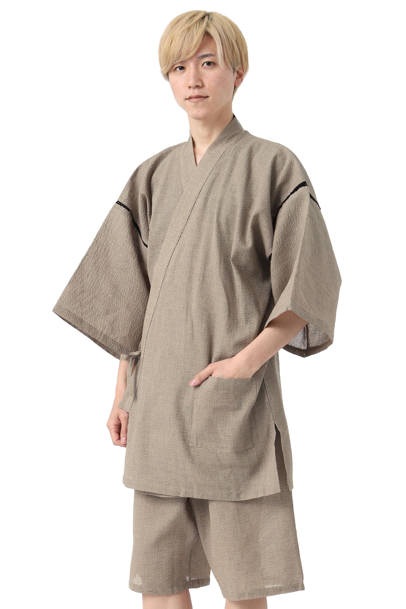 

Jinbei for stylish for LL [Tayutafu] men, pajamas, Father s Day, cotton, linen, cool, men, beige, бежевий