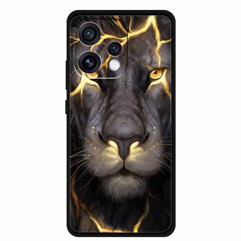 For Oppo Reno15 5G Case 6.59" Cute Cat Balck Edge Soft Silicone Wolf Phone Back Cover For Oppo Reno 15c 5G Protective Lion Funda
