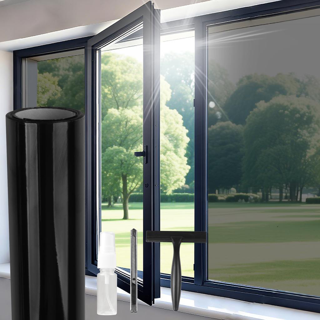 2M One Way Glass Window Home Privacy Film Reflective Self-adhesive Sticker with Install Tool Anti UV Sun Blocker Heat Control
