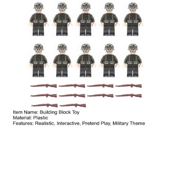 Yousheng 10 Pcs 1.7" Mini WWII Soldiers Figures Model Set Military Building Block Toys with Weapons Gift for Christmas Stockings Birthday Easter