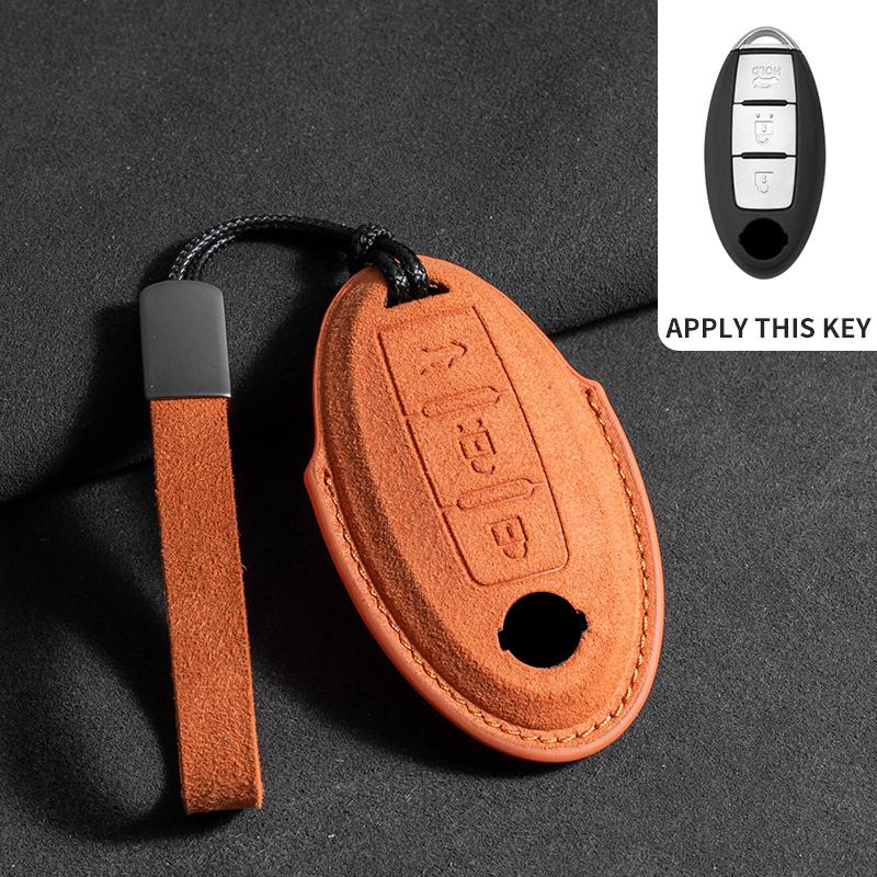 Suede Car Key Case For Nissan Rogue XTrail T32 T31 Qashqai J11 J10 Kicks Tiida Pathfinder Murano Juke Sentra Maxima Rogue Armada