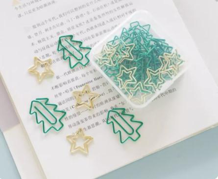 

24pcs irregular rose gold box paper clips with geometric shapes and multifunctional bookmarks cute small creative metal pins зелёный