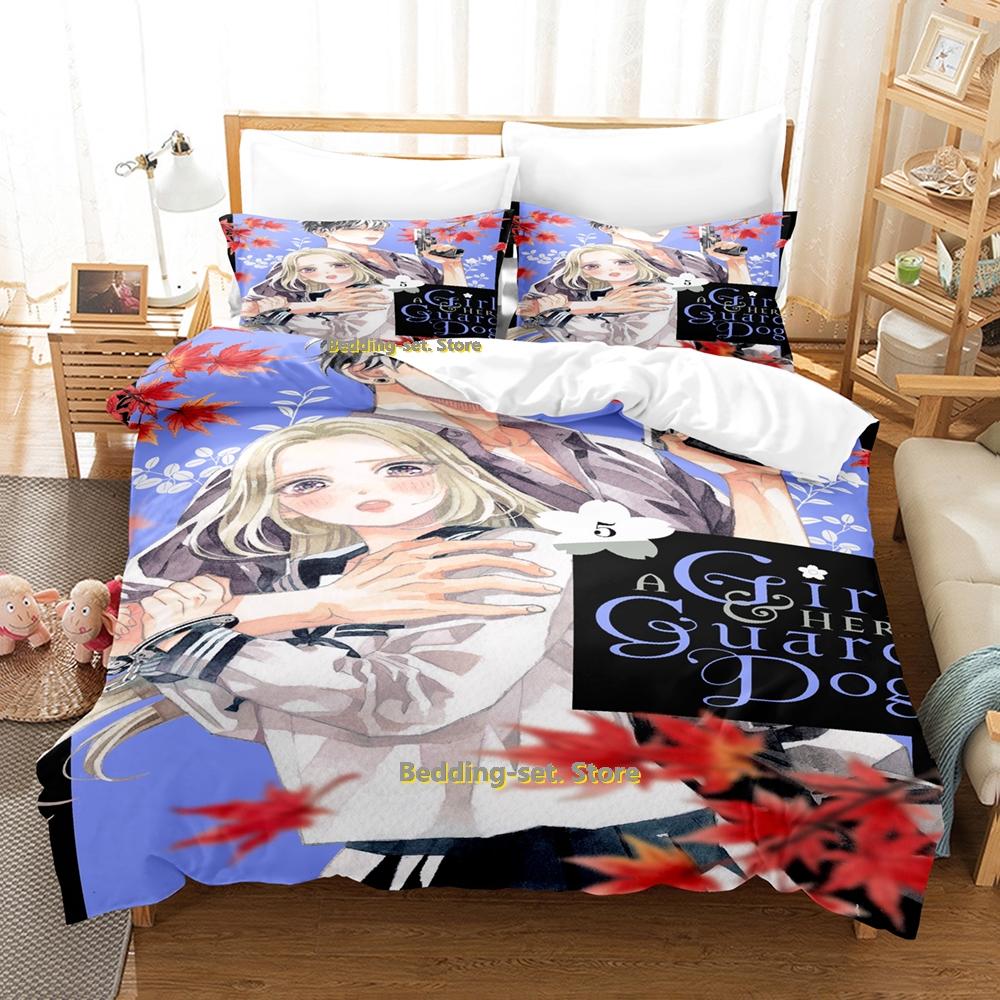 Anime A Girl and Her Guard Dog Bedding Set Single Twin Full Queen King Size Bed Set Adult Bedroom Duvet Cover Sets Home Textiles