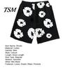 Men Streetwear Beach Pants Summer Shorts Flower Print Drawstring Elastic Waist Loose Pockets Pleated Vacation Sport Casual Homewear Short Beachwear