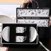 Lujiazui Elegant Retro Floral Ceramic 4-Cup and Saucer Gift Set
