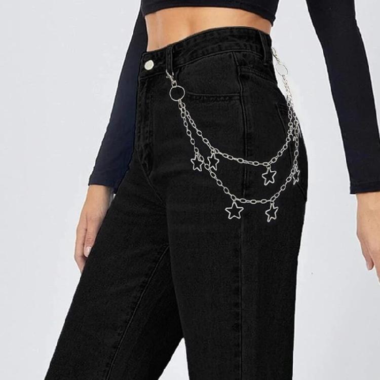Hiphop Waist Chain with 2layer Star Tassels Waist Charm Street Pants Chain Trousers Chain Hiphop Dancing Accessories