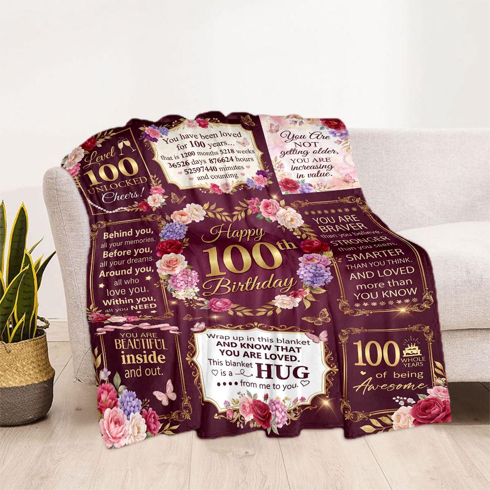 Vintage Anniversary Greetings Blanket Warmthful Decor Great for Seaside Bedding Bed for All Occasions Stylish Decor Gifts For Family Or Friends