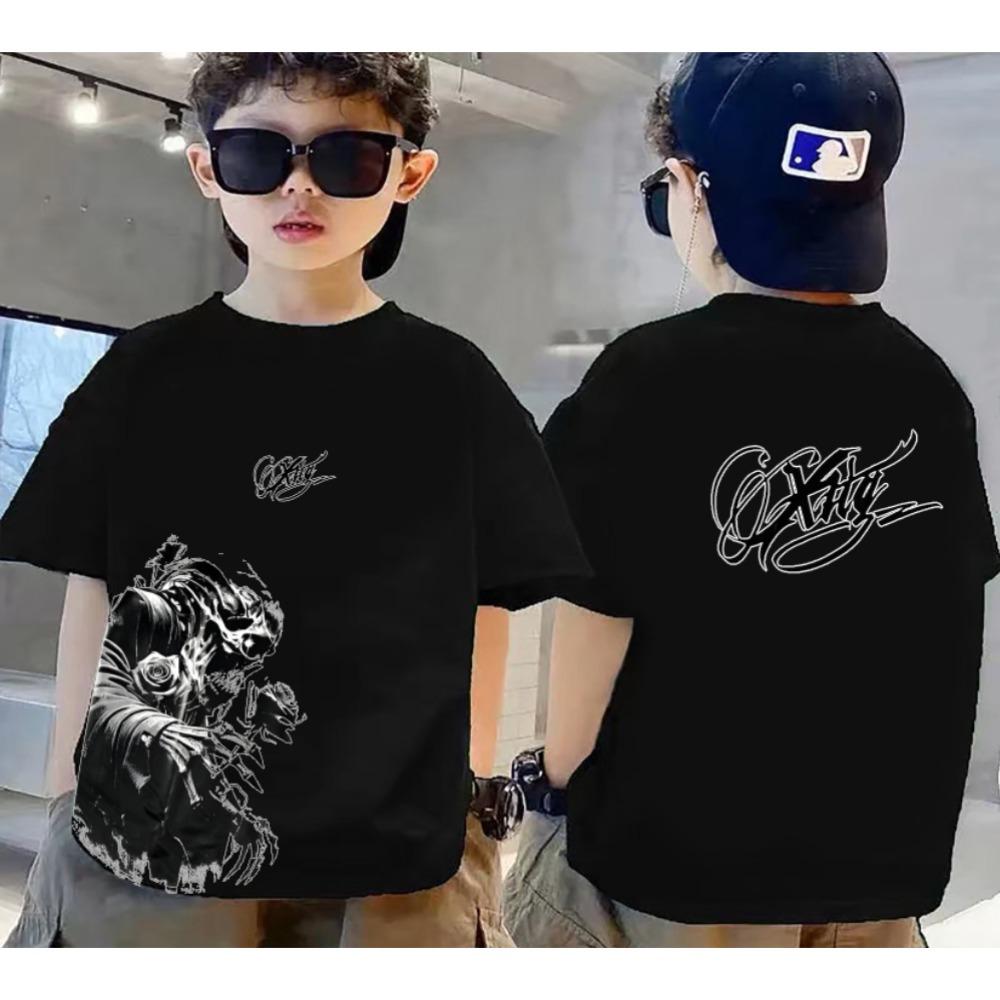 Printed children's T-shirt for boys and girls, round neck breathable casual top