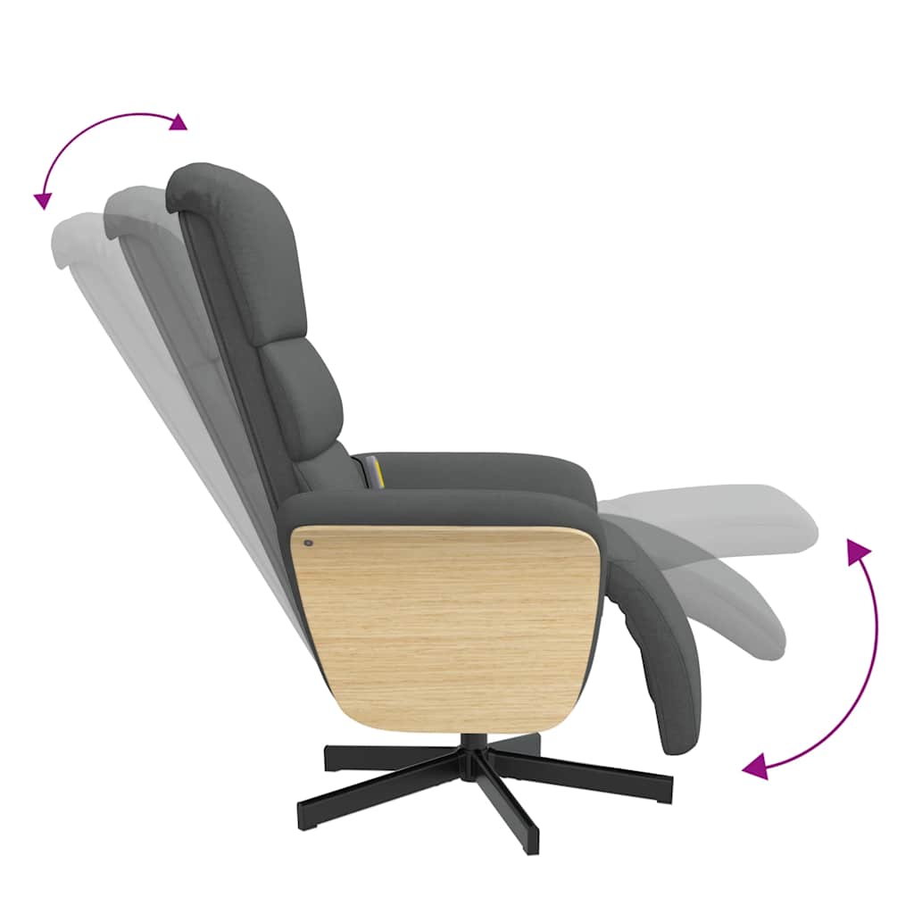 Massage Chair with Footrest Dark Gray Fabric