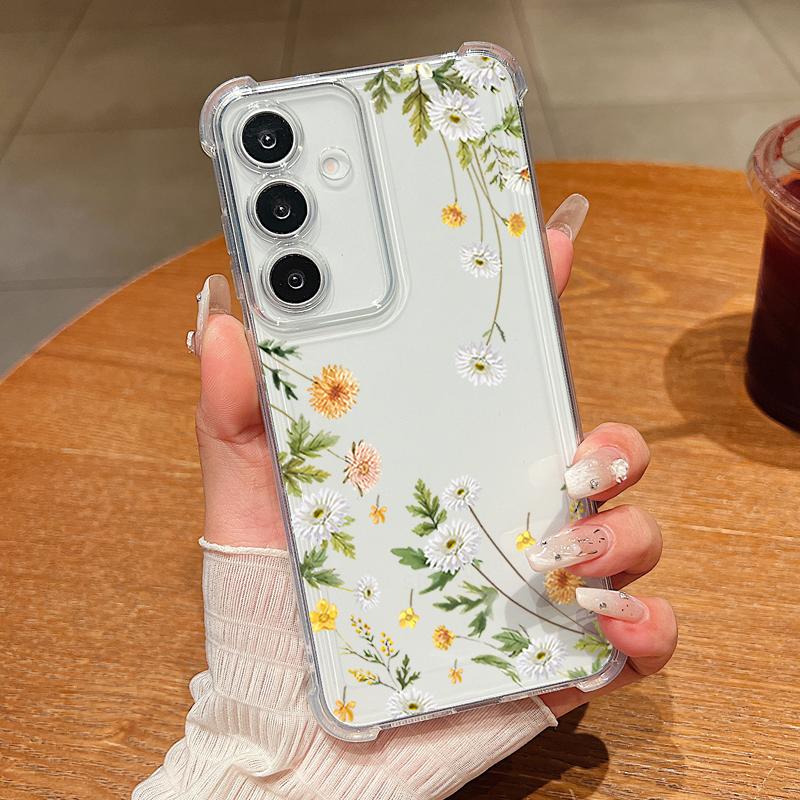 

Чехол для телефона с мелким цветочным узором для Samsung Galaxy A57 A37 A17 A56 A16 A55 A36 A26 A15 A35 A54 A53 Прозрачный ударопрочный мягкий чехол Galaxy A14
