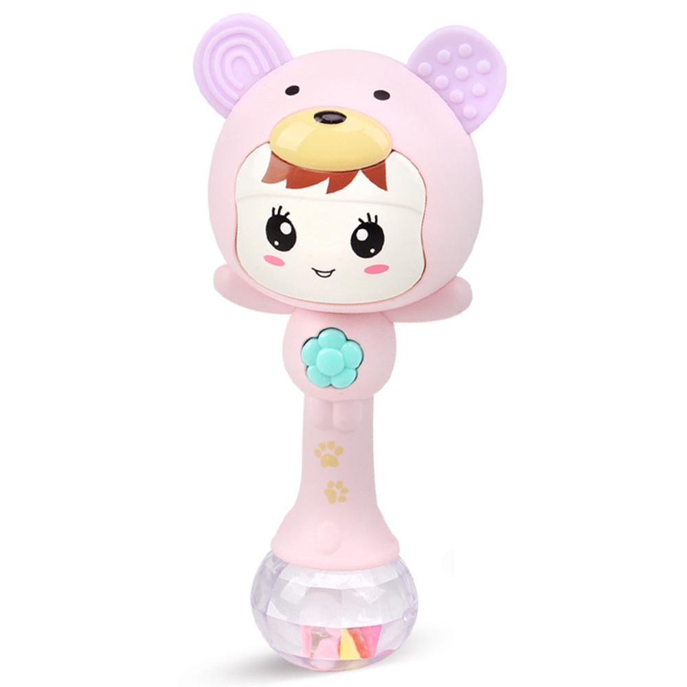 Hand Rattle Music LED Glowing Sand Hammer Soft Teether Development Baby Toy