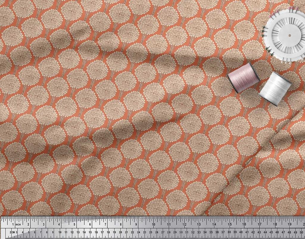 Soimoi Japan Crepe Satin Fabric Floral & Tree Print Fabric by the metre 42 Inch