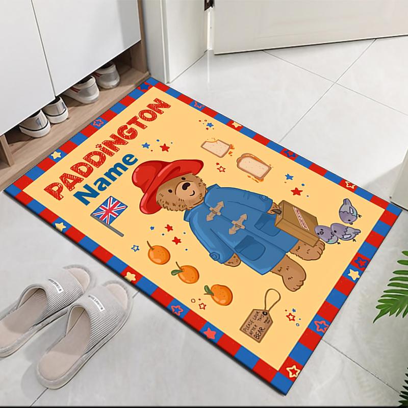 Custom Name Paddington Bear Printed Carpet, for Office Chair Living Room Bedroom Kitchen Room Decor Gifts.