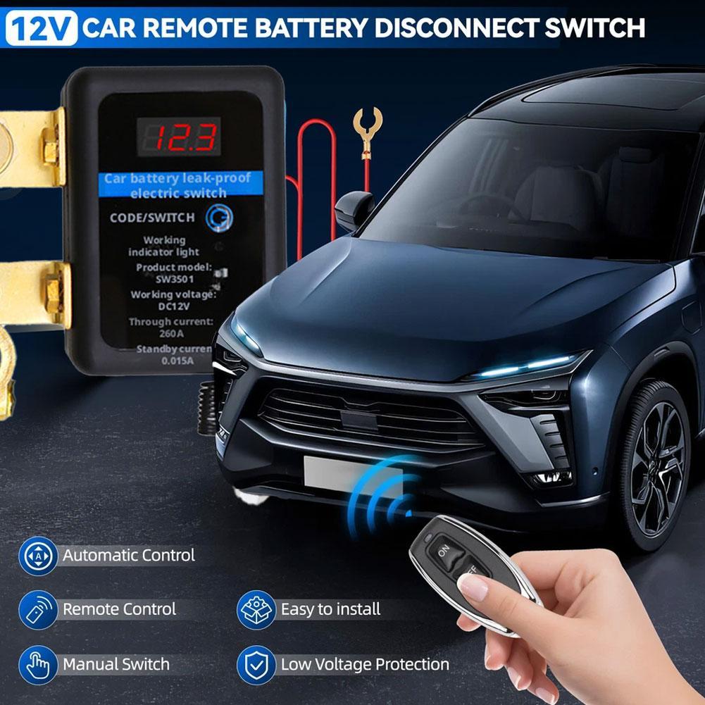 Remote Battery Disconnect Switch Car Battery Anti-Leakage Power-Off Switch Anti Control Remote Fobs Car Battery Relay Theft R5X0