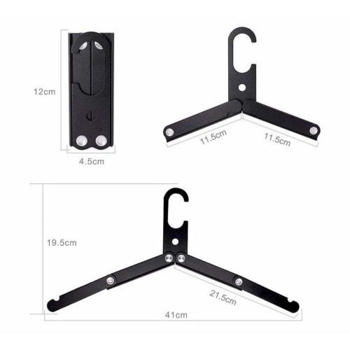 Goods Land [Set of 2] Folding Hangers, Stylish, Foldable, Aluminum, Travel, Camping, Travel, Small, Portable, and Easy To Carry, GD-ORIHAN-2SET-BK-BK