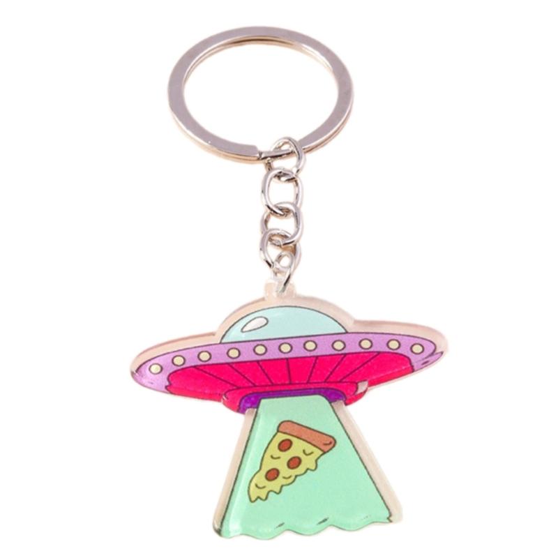 Creative Acrylic UFO Keychain Modern Key Ring Accessory Perfect Gift For Sci Fi Fans And Space Enthusiasts