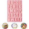 26 Cavity Alphabet Silicone Mold Deep Letter Shape Easy Release & Clean for Cake, Biscuit, Ice Cube, Chocolate, Resin, Concrete Pink