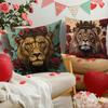 4Pcs Retro Floral Lion Theme Digital Printing Pillow Cover Short Plush Suitable Living Rooms Bedrooms Sofas Throw Cushion Cover