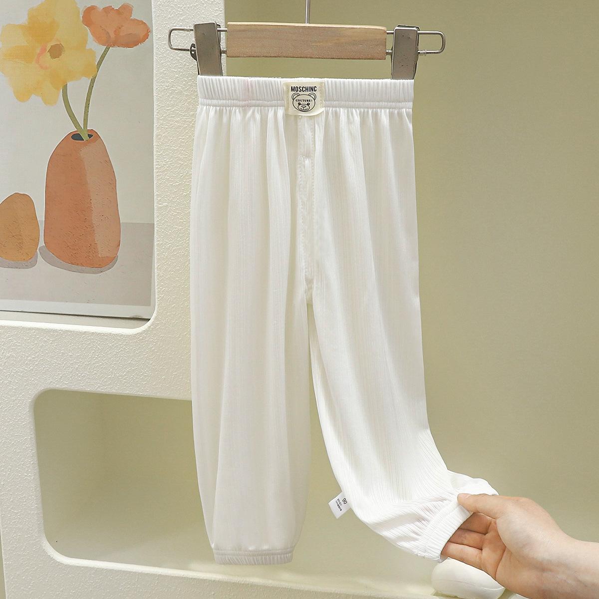 

Детские летние тонкие дышащие брюки с защитой от комаров для мальчиков и девочек, детские брюки ярких цветов 140 белый