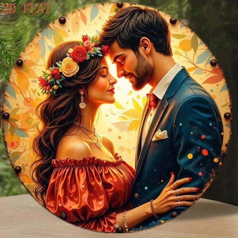 

Metal Wall Art, Romantic Couple Flowers, Living Room Decor