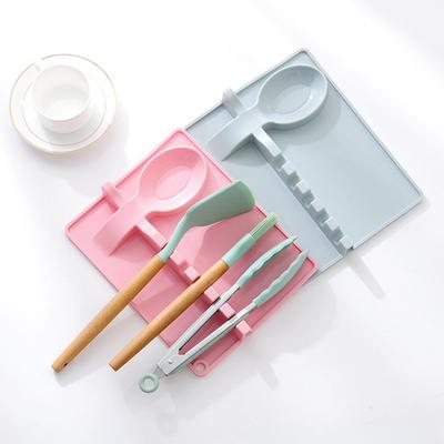 Soporte para Cucharas Ranuras Múltiples Silicona Resistente al Calor Almohadilla Antigoteo para Encimera de Cocina Soporte para Espátulas