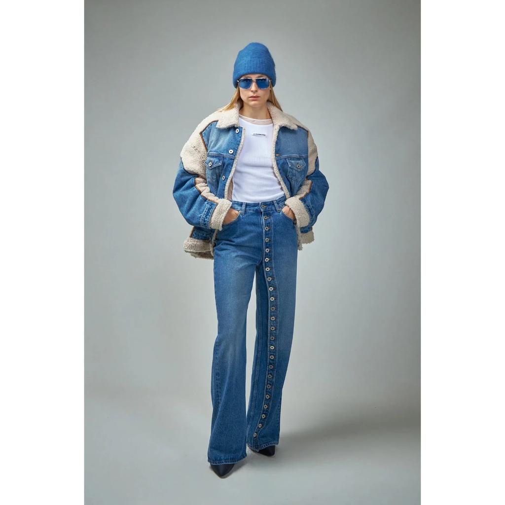 VIONA Jeans Women Wide Leg Pants Vintage Trousers High Waist Multiple Buttons Distressed Washed Female Streetwear Denims Floor Length