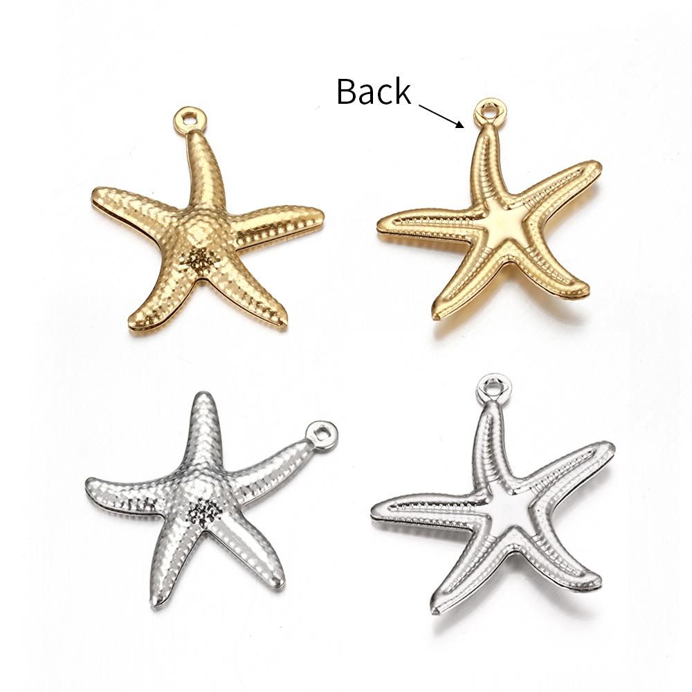 10pcs Stainless Steel Starfish Charms Shell Pendant Gold Color Necklace Bracelet Accessories for Jewelry Making Findings DIY