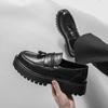 Men Punk Loafer Dress Elevator Shoes Black Brown Leather Shoes Thick Sole Platform Shoes Plus Size