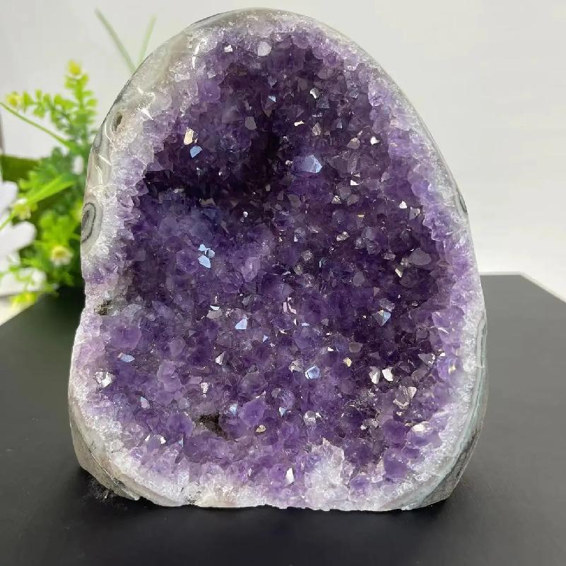 Přírodní krystalový shluk Ametystový kámen Geoda Surové Křemenné minerály Skutečný Uruguay Domácí dekorace Duchovní Čakra Reiki
