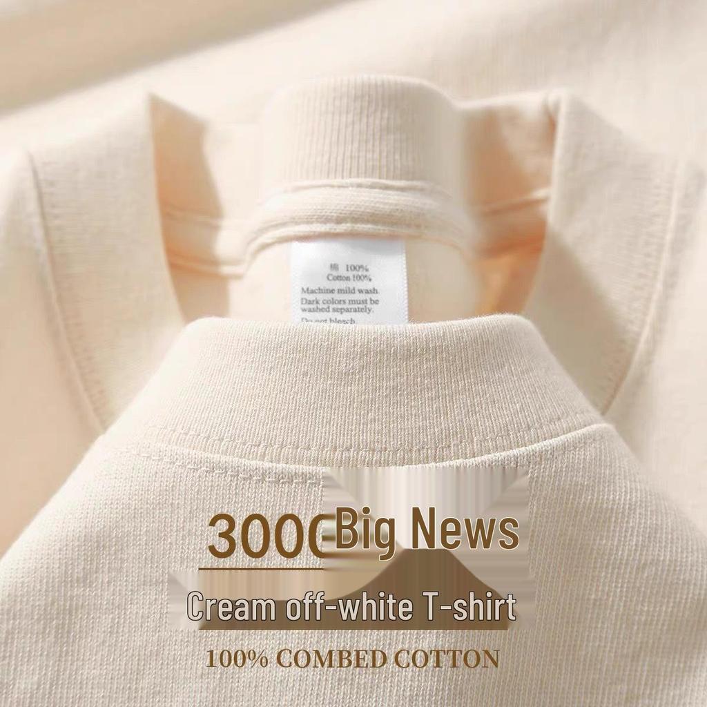 Unisex Heavyweight 300g Cotton Crew Neck Solid Color T-Shirt