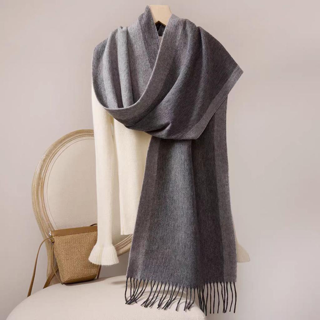 European And American High-Quality 100% Wool Scarf For Women Winter Double-Sided Border Design High-End Feel Versatile Large