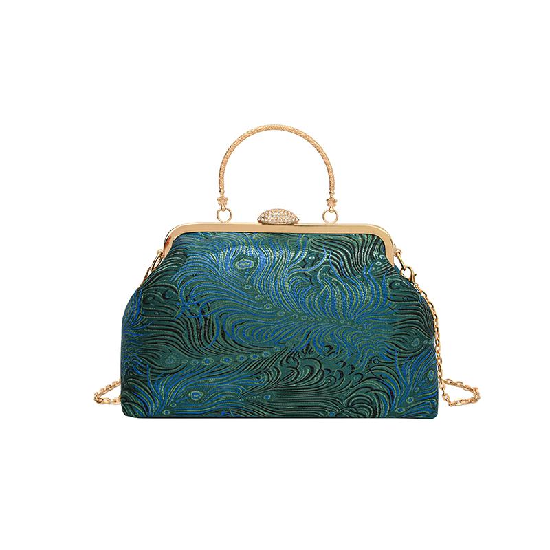 Bloemen geborduurde crossbody tassen voor dames Stijlvolle schoudertas met metalen handvat en kettingriem Boheemse clutch handtassen portemonnee
