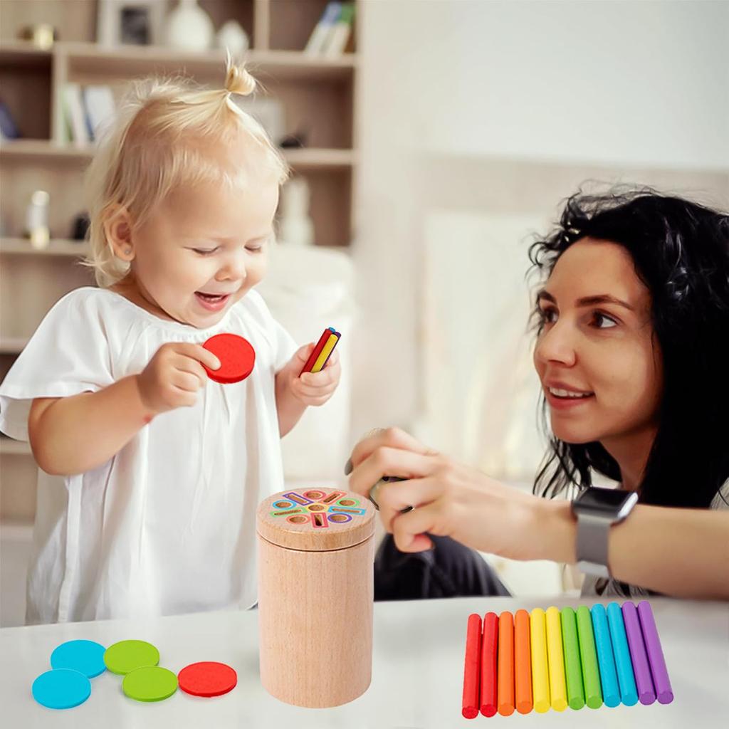 Montessori Oktatási Játékok Életkoroknak és Fa Új Válogatott Ujjbegyes Oktatási Fa Alak- és Színválogató Elősegíti a Kognitív Fejlődést és