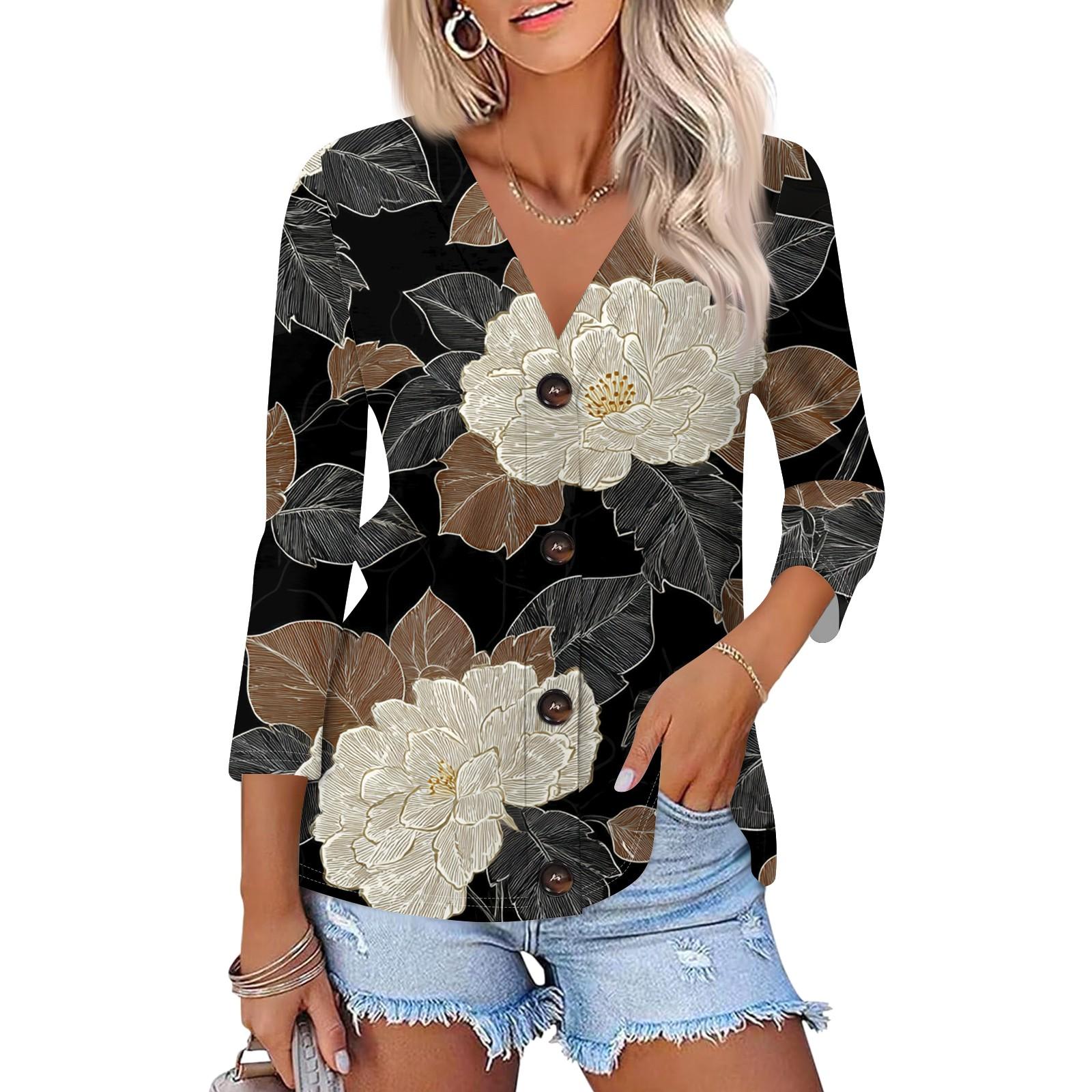 

Женский повседневный модный кардиган на пуговицах с рукавом три четверти и цветочным принтом XL белый