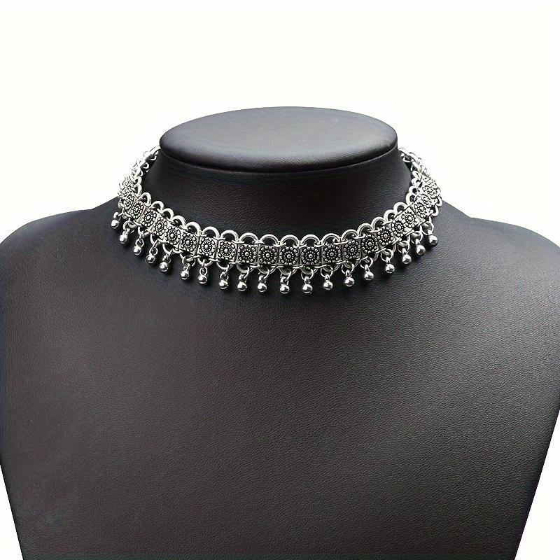 1pc Boho Silvery Color Tassel Pendant Necklace Women's Vintage Neck Jewelry Gift