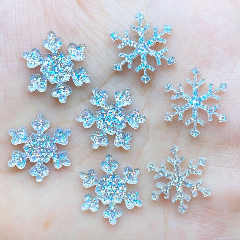 20Pcs New Cute 17mm Resin Mini Shining Snowflakes Flat Back Cabochons Scrapbooking DIY Jewelry Craft Decoration Accessories Q57