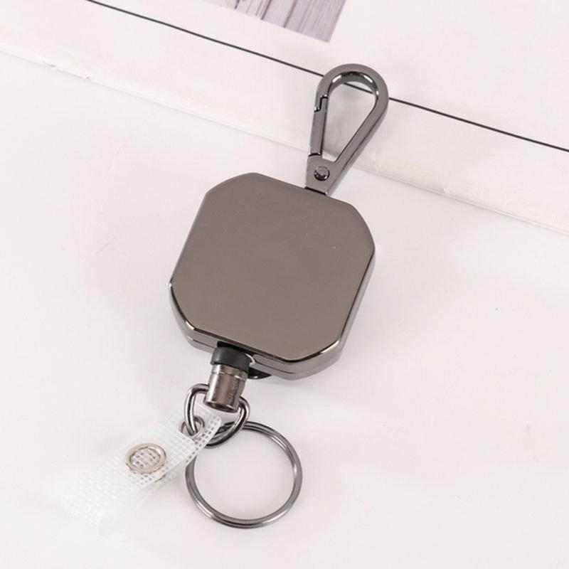 AntiCorrosion Alloy Keychain Retractable Square Hook Carabiner Badges Holder for Easy Item Retrieval in Work Travel Home