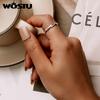WOSTU Hot 100% 925 Sterling Silver Shimmering Wish Stackable Finger Ring For Women Fashion Original Jewelry Gift XCH7649